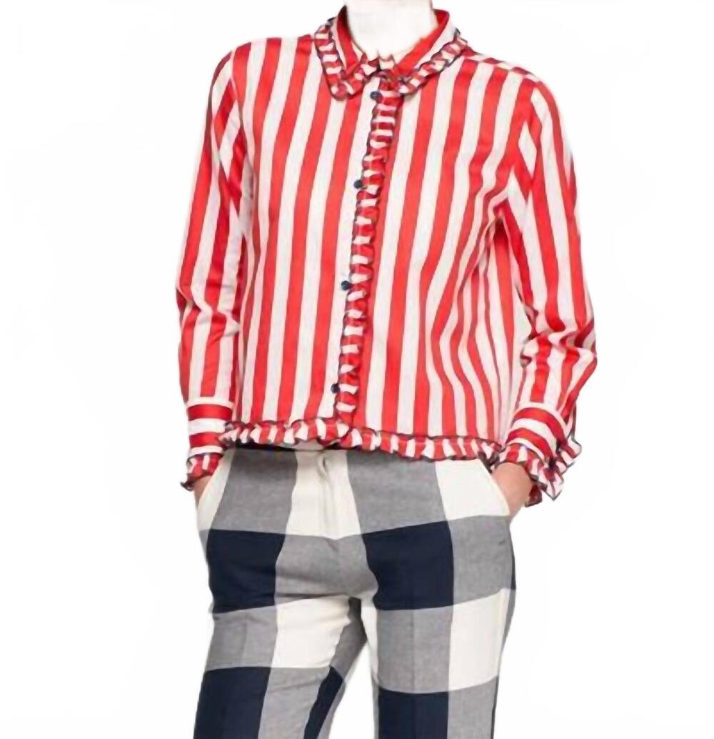 NEW VILAGALLO ruffles striped shirt in raya roja